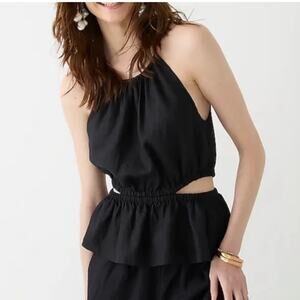 NWT J. Crew Cutout linen tank top black sz L